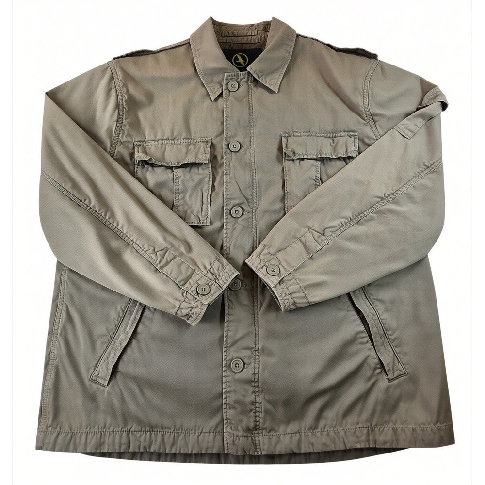 Aigle Women XXL Khaki Tan Cotton Twill Utility Field Jacket Military Cargo Coat